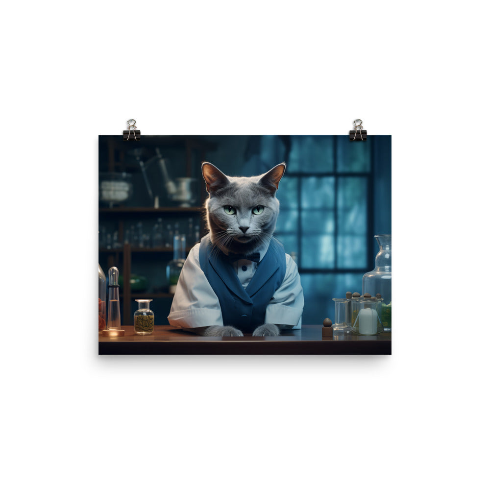 Russian Blue Pharmacist Photo paper poster - PosterfyAI.com