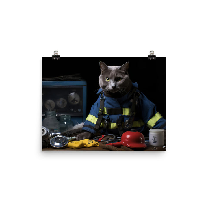 Russian Blue Paramedic Photo paper poster - PosterfyAI.com