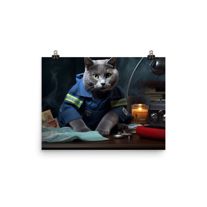 Russian Blue Paramedic Photo paper poster - PosterfyAI.com