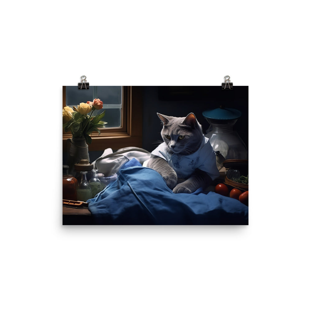 Russian Blue Nurse Photo paper poster - PosterfyAI.com