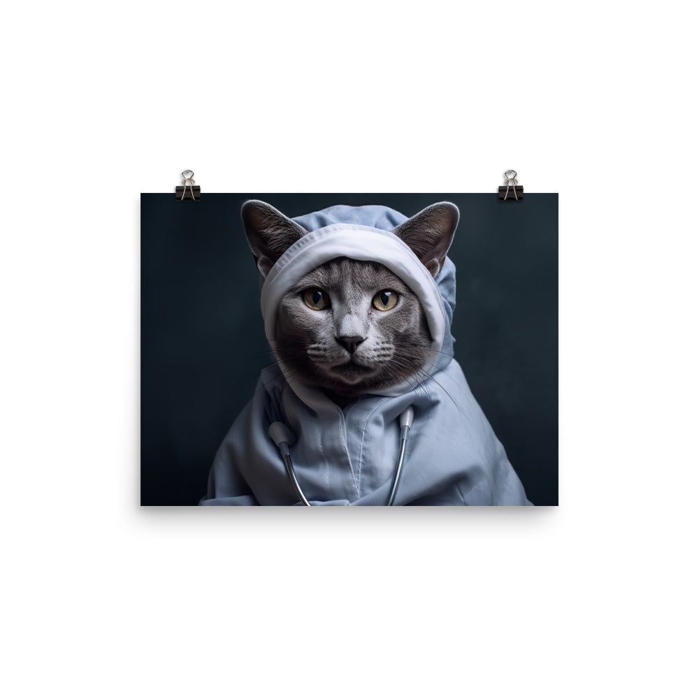 Russian Blue Nurse Photo paper poster - PosterfyAI.com