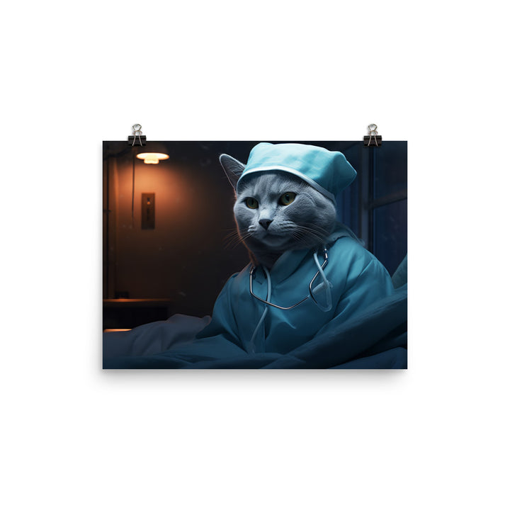 Russian Blue Nurse Photo paper poster - PosterfyAI.com