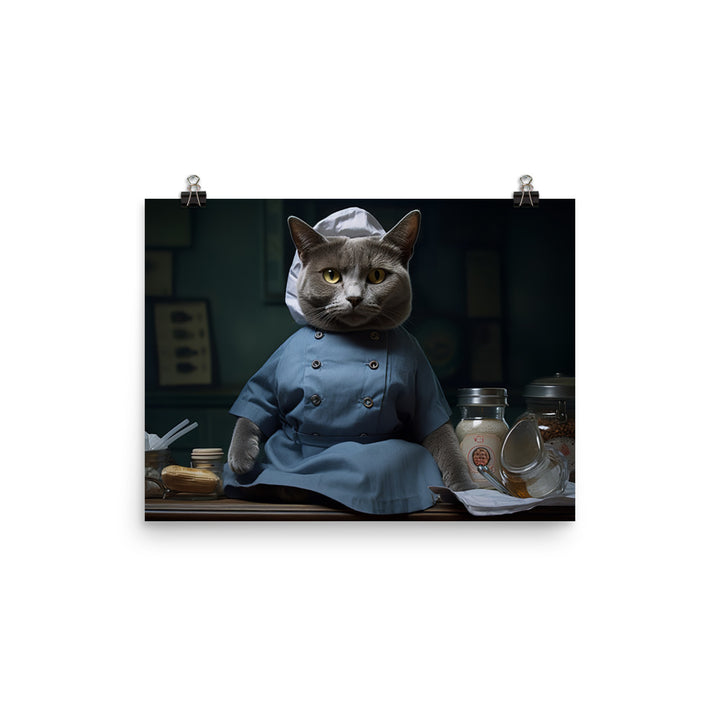 Russian Blue Nurse Photo paper poster - PosterfyAI.com