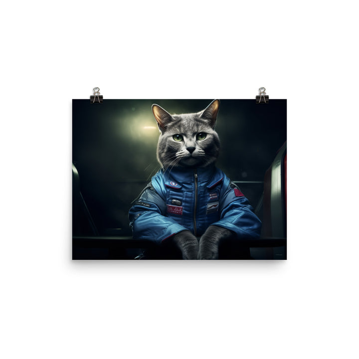 Russian Blue Motorsport Athlete Photo paper poster - PosterfyAI.com