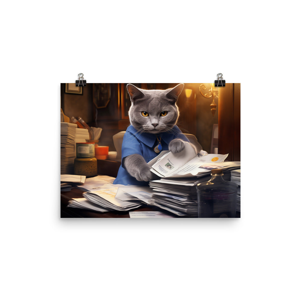 Russian Blue Mail Carrier Photo paper poster - PosterfyAI.com