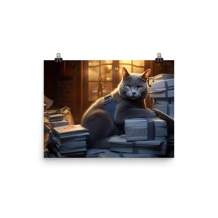 Russian Blue Mail Carrier Photo paper poster - PosterfyAI.com