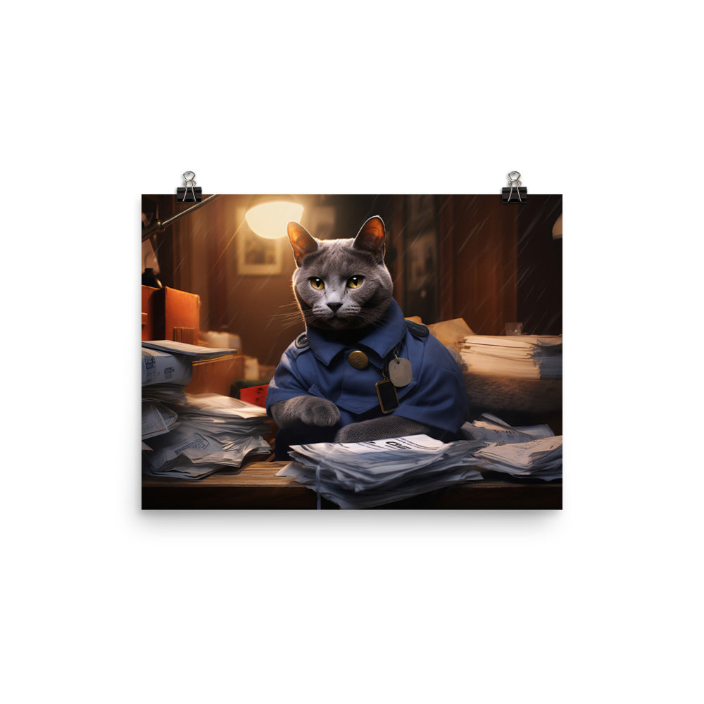 Russian Blue Mail Carrier Photo paper poster - PosterfyAI.com