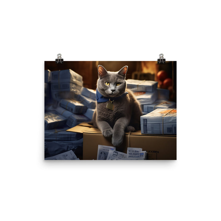 Russian Blue Mail Carrier Photo paper poster - PosterfyAI.com