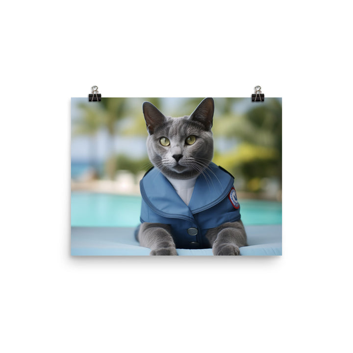 Russian Blue Lifeguard Photo paper poster - PosterfyAI.com