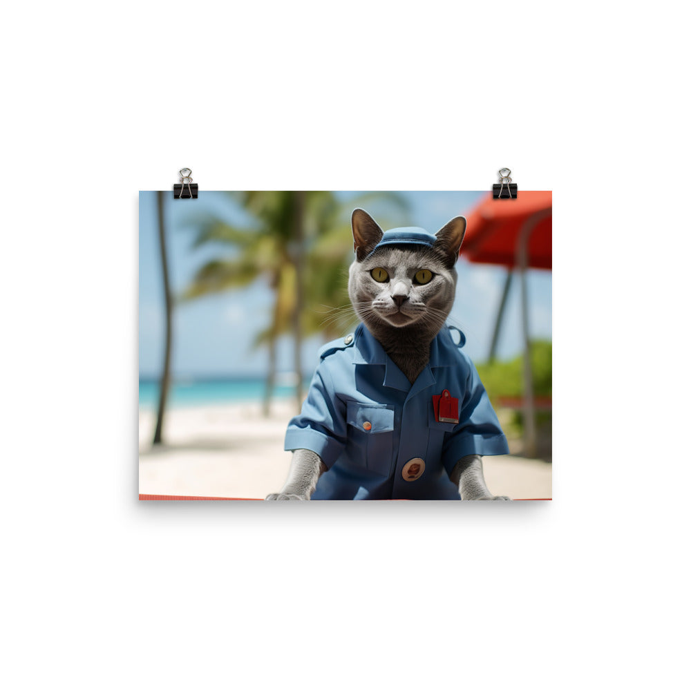 Russian Blue Lifeguard Photo paper poster - PosterfyAI.com