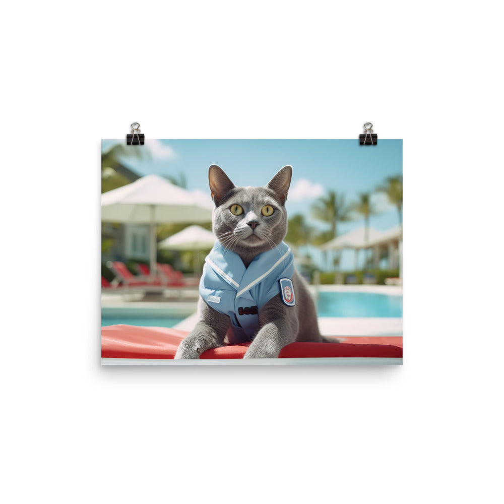 Russian Blue Lifeguard Photo paper poster - PosterfyAI.com