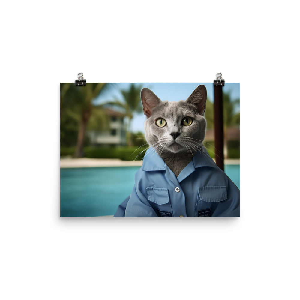 Russian Blue Lifeguard Photo paper poster - PosterfyAI.com