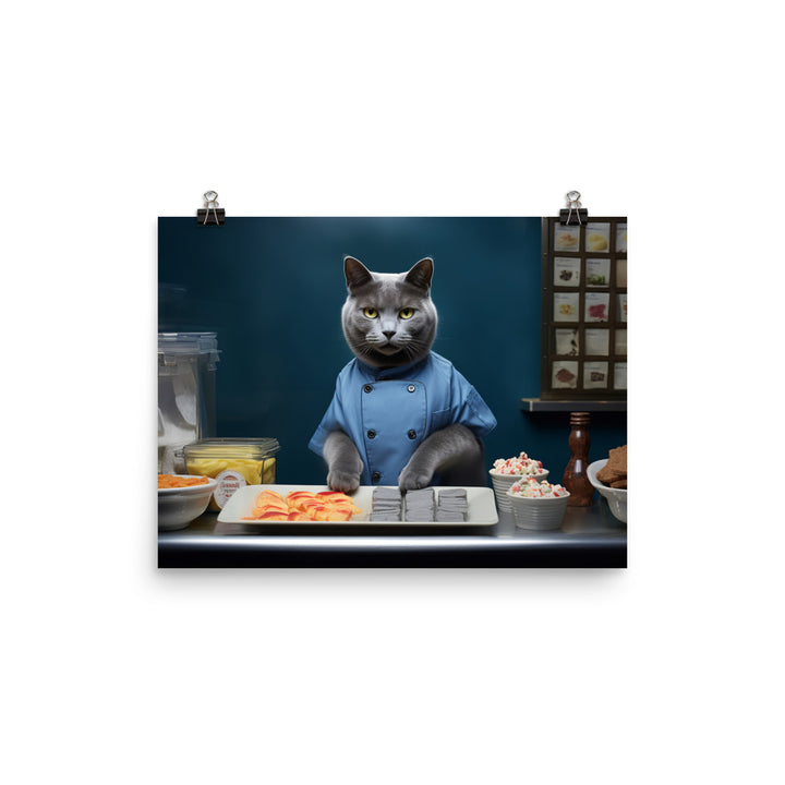 Russian Blue Fast Food Crew Photo paper poster - PosterfyAI.com