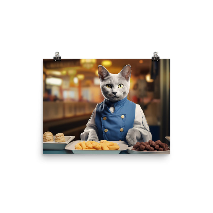 Russian Blue Fast Food Crew Photo paper poster - PosterfyAI.com