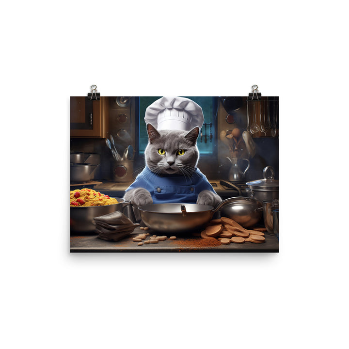 Russian Blue Chef Photo paper poster - PosterfyAI.com