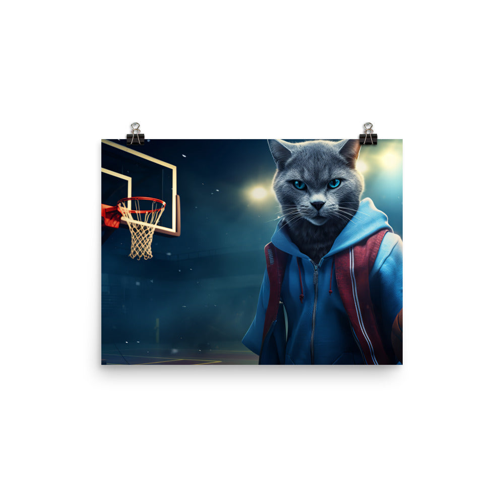 Russian Blue Basketball Photo paper poster - PosterfyAI.com