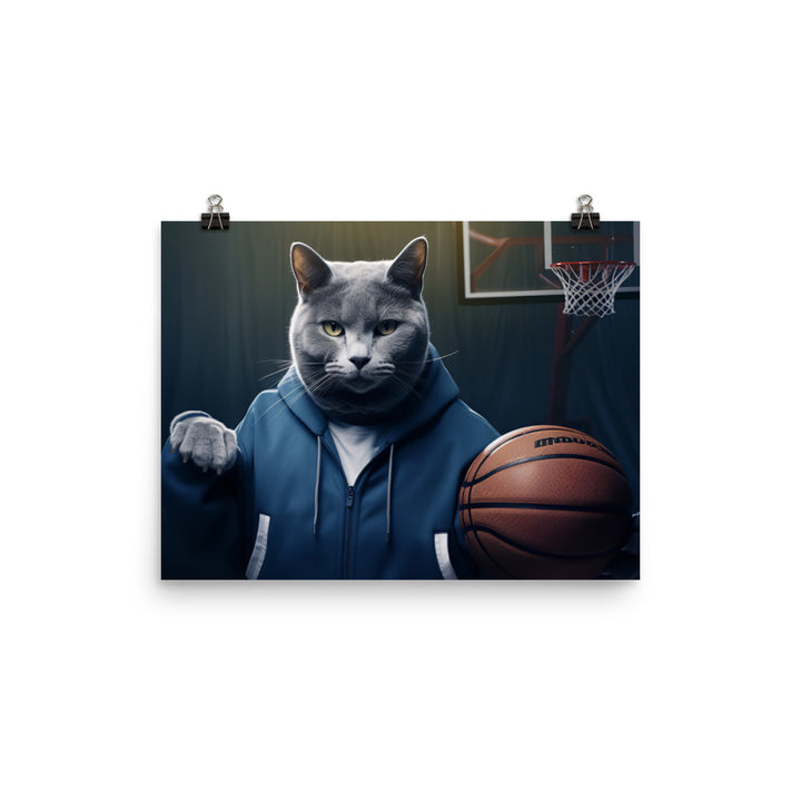 Russian Blue Basketball Photo paper poster - PosterfyAI.com