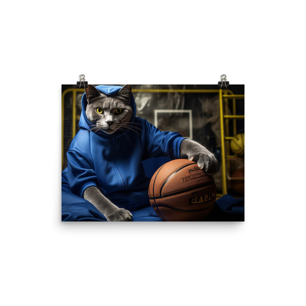 Russian Blue Basketball Photo paper poster - PosterfyAI.com