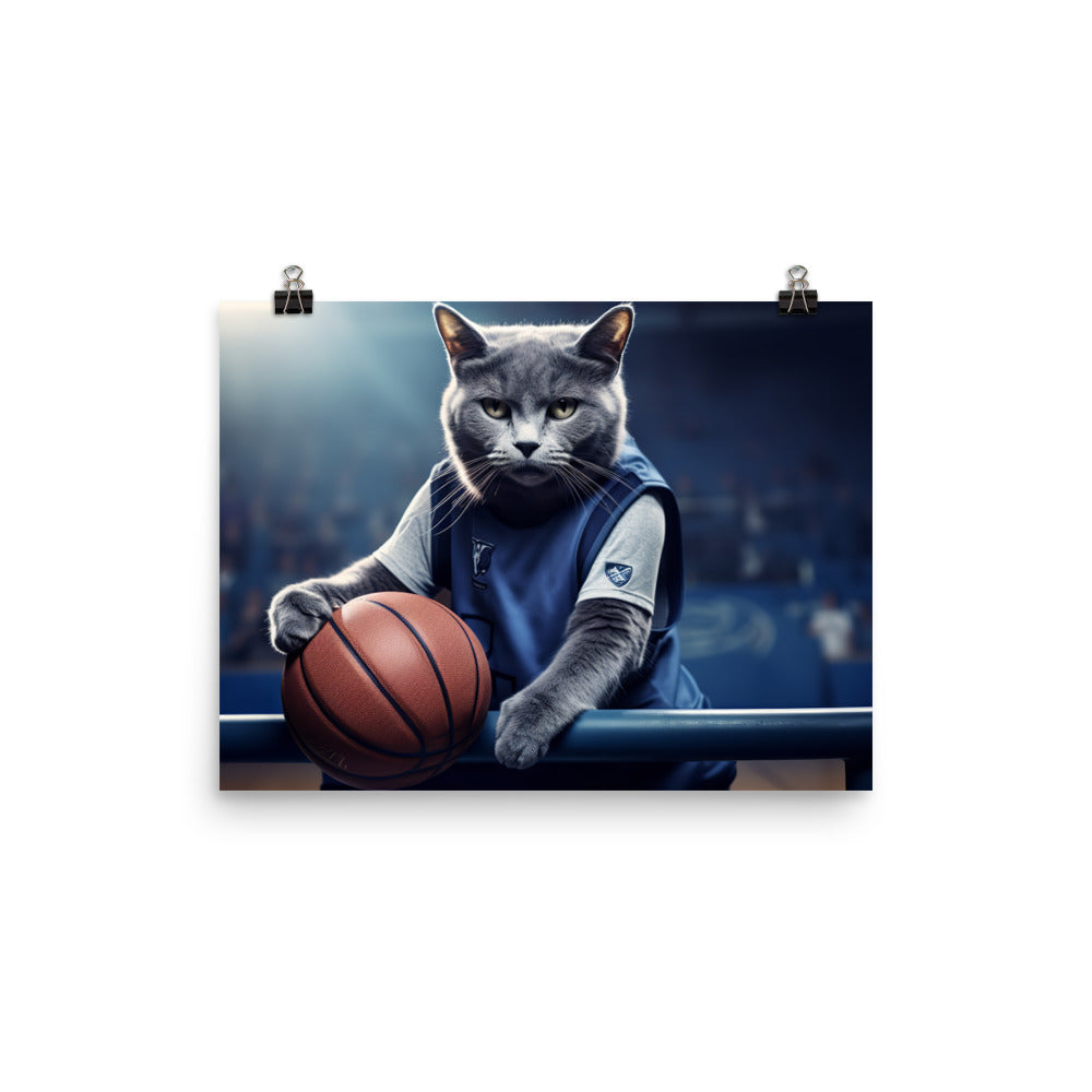 Russian Blue Basketball Photo paper poster - PosterfyAI.com