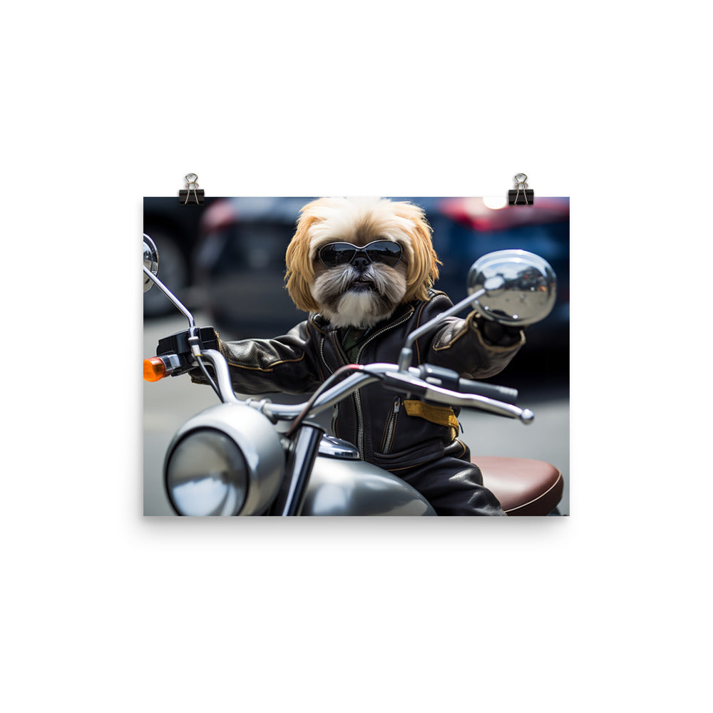 Lhasa Apso Superbike Athlete Photo paper poster - PosterfyAI.com