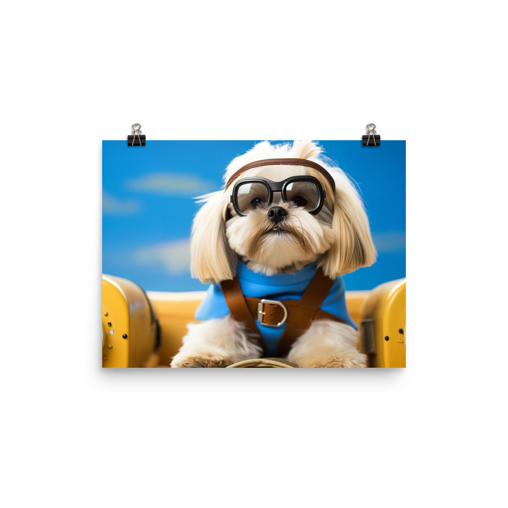 Lhasa Apso Pilot Officer Photo paper poster - PosterfyAI.com