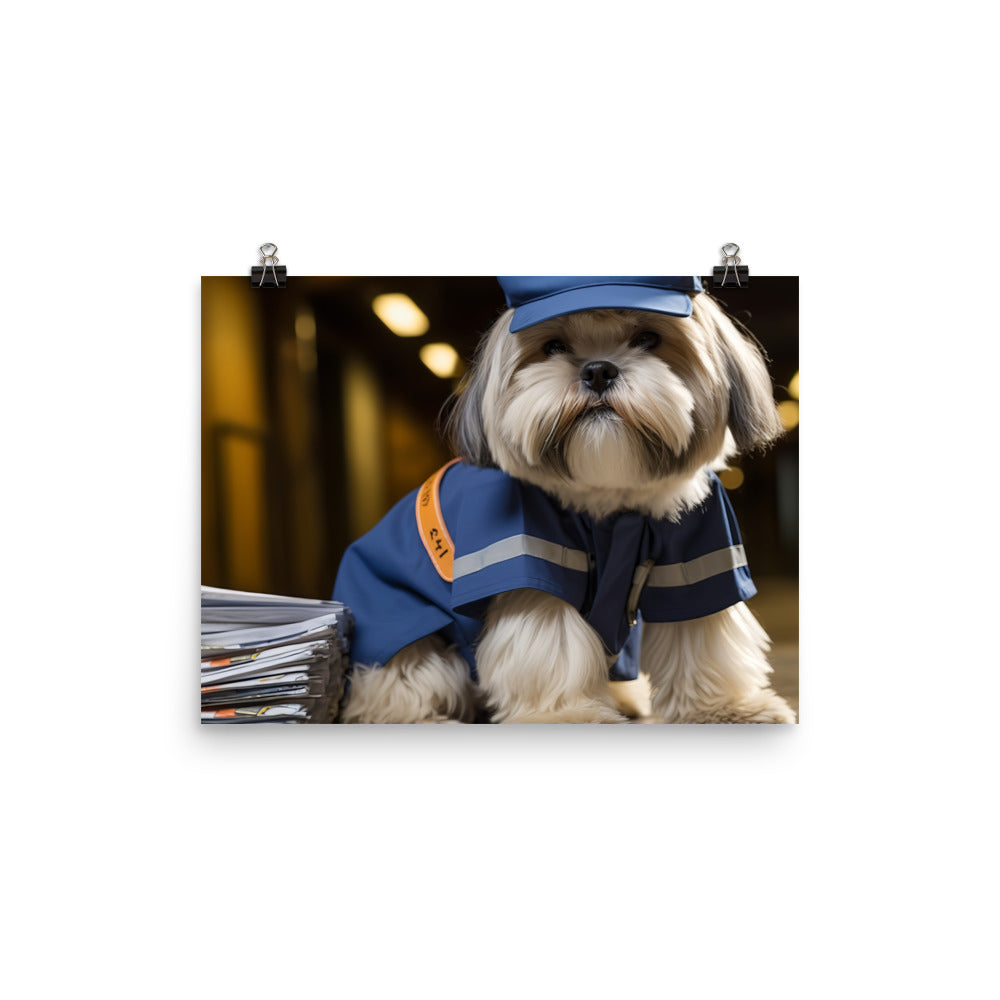 Lhasa Apso Mail Carrier Photo paper poster - PosterfyAI.com