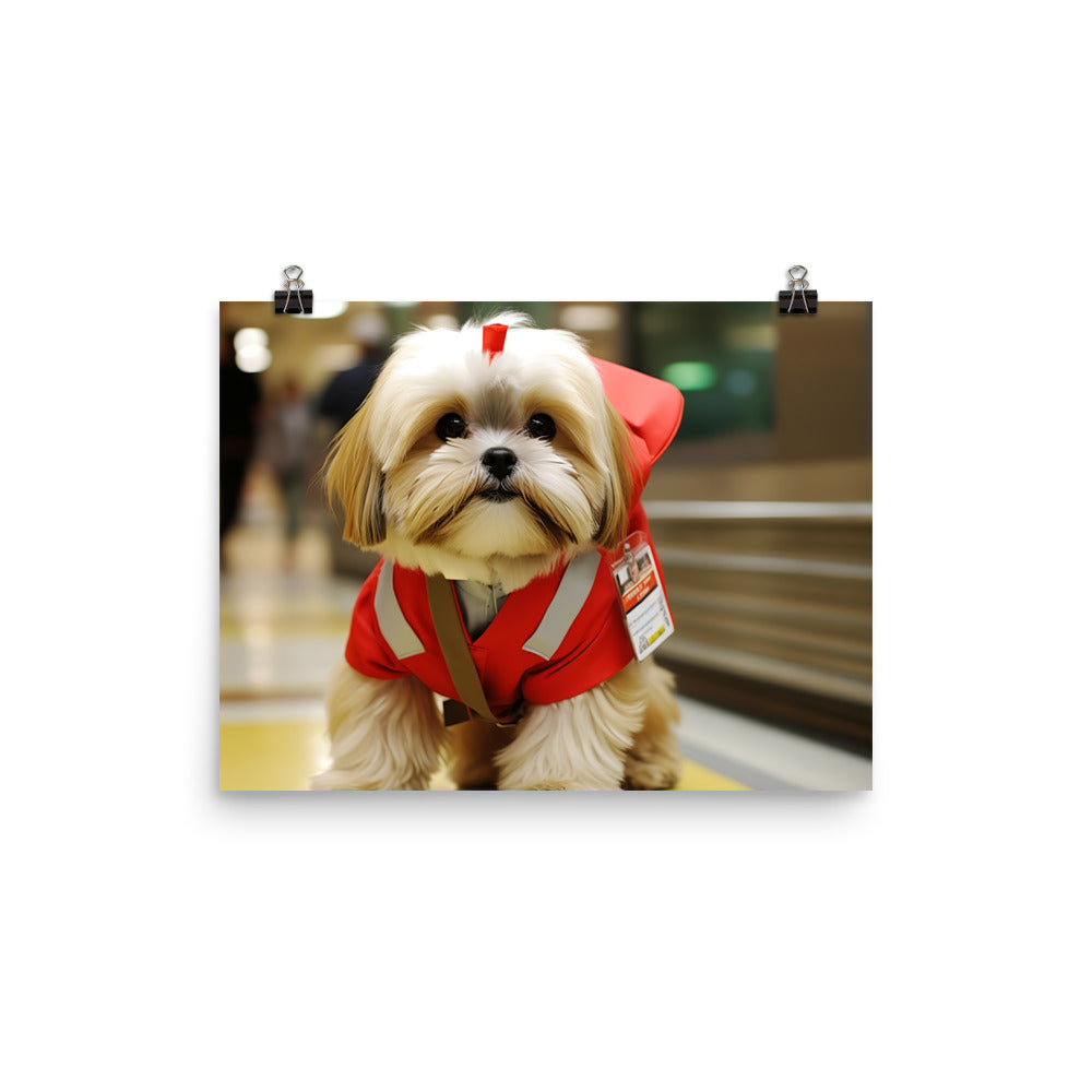 Lhasa Apso Mail Carrier Photo paper poster - PosterfyAI.com