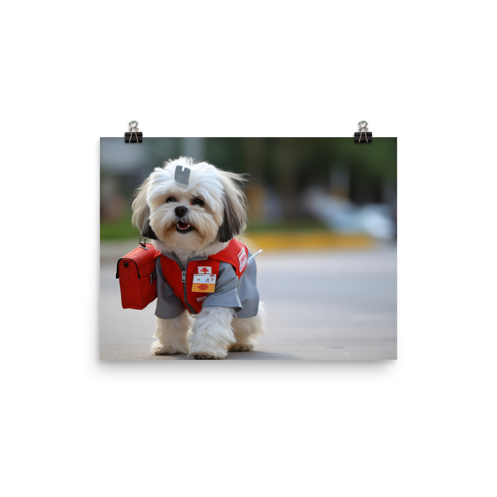 Lhasa Apso Mail Carrier Photo paper poster - PosterfyAI.com
