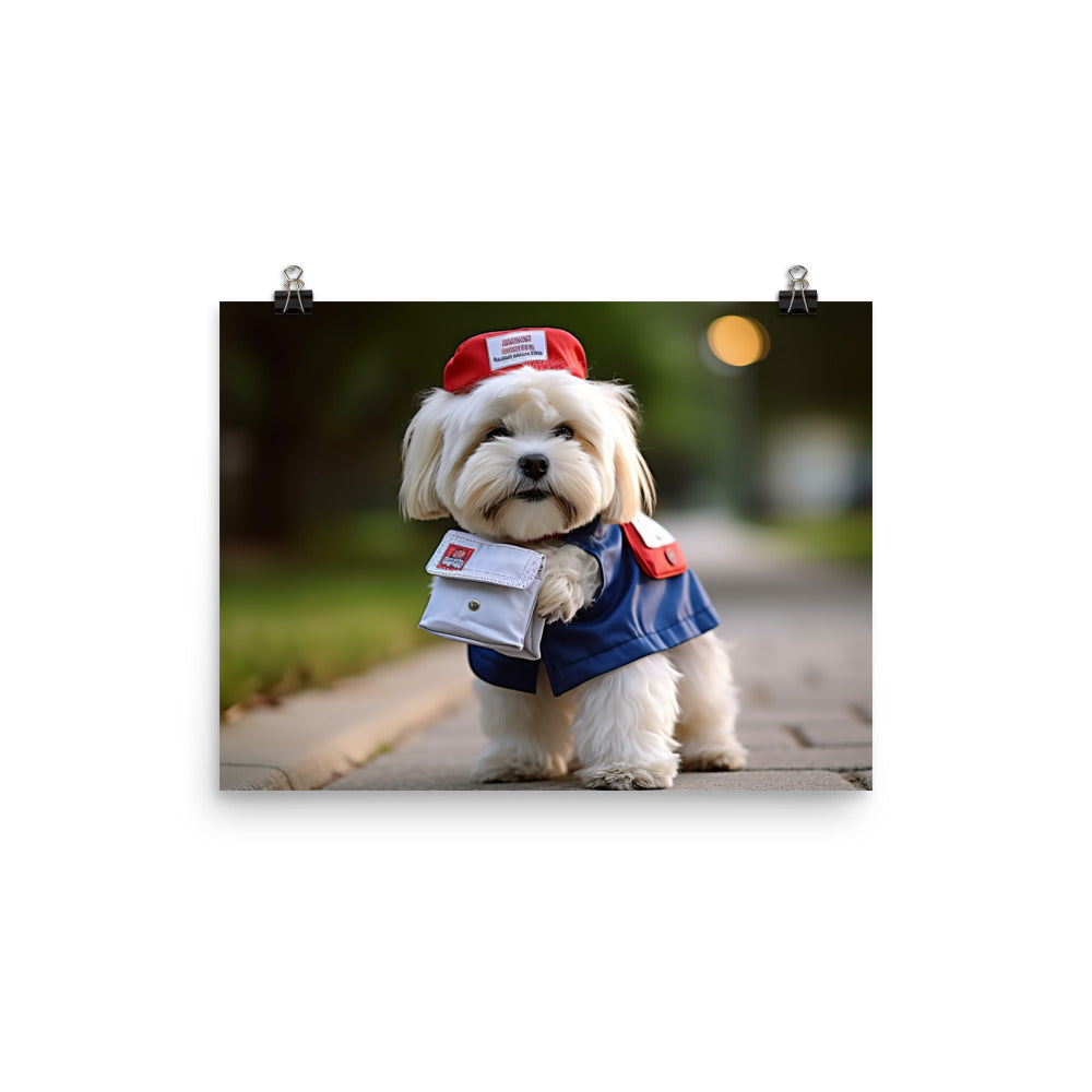 Lhasa Apso Mail Carrier Photo paper poster - PosterfyAI.com