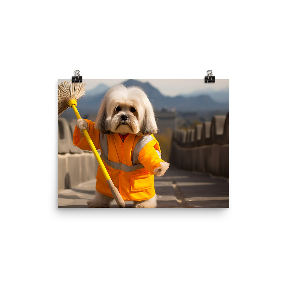 Lhasa Apso Janitor Photo paper poster - PosterfyAI.com