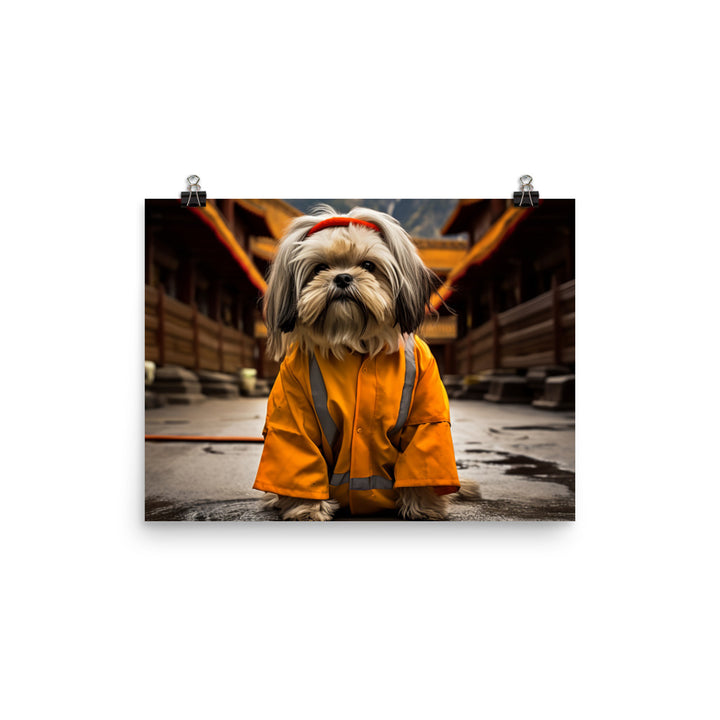 Lhasa Apso Janitor Photo paper poster - PosterfyAI.com