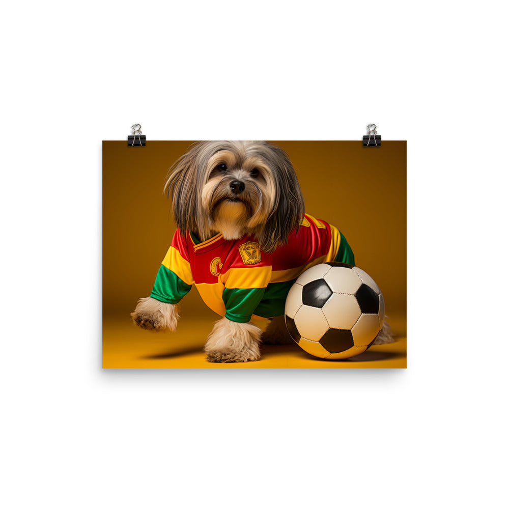 Lhasa Apso Football Player Photo paper poster - PosterfyAI.com