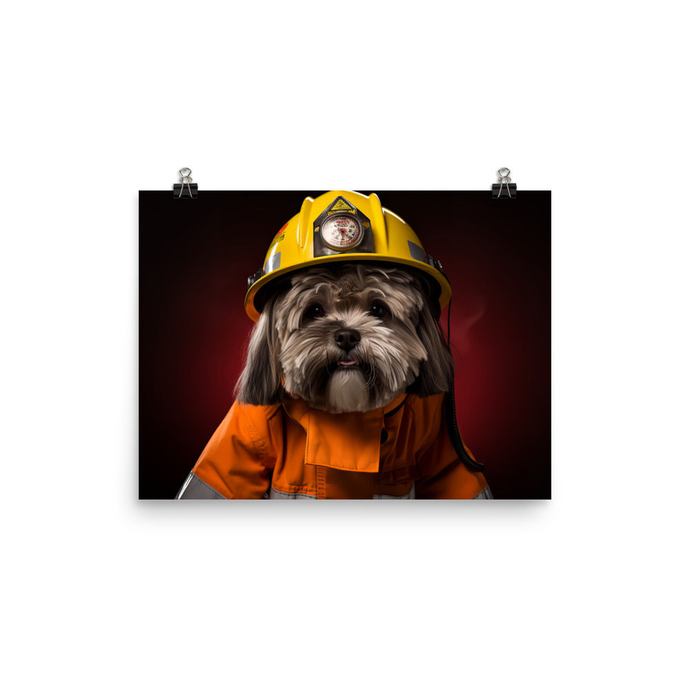 Lhasa Apso Firefighter Photo paper poster - PosterfyAI.com