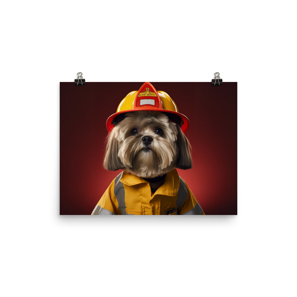 Lhasa Apso Firefighter Photo paper poster - PosterfyAI.com