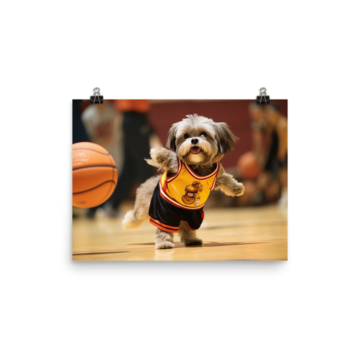 Lhasa Apso Basketball Player Photo paper poster - PosterfyAI.com