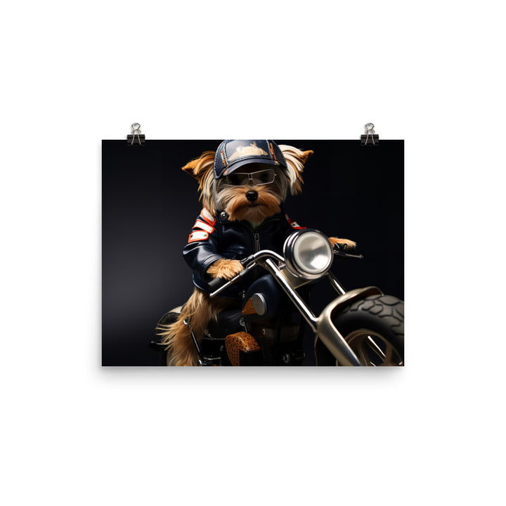 Yorkshire Terrier Superbike Athlete Photo paper poster - PosterfyAI.com