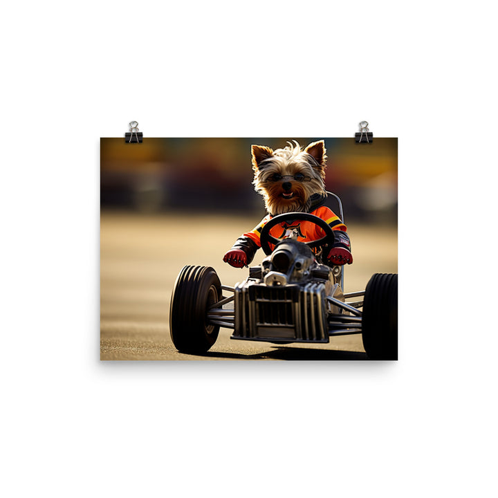 Yorkshire Terrier Motorsport Athlete Photo paper poster - PosterfyAI.com