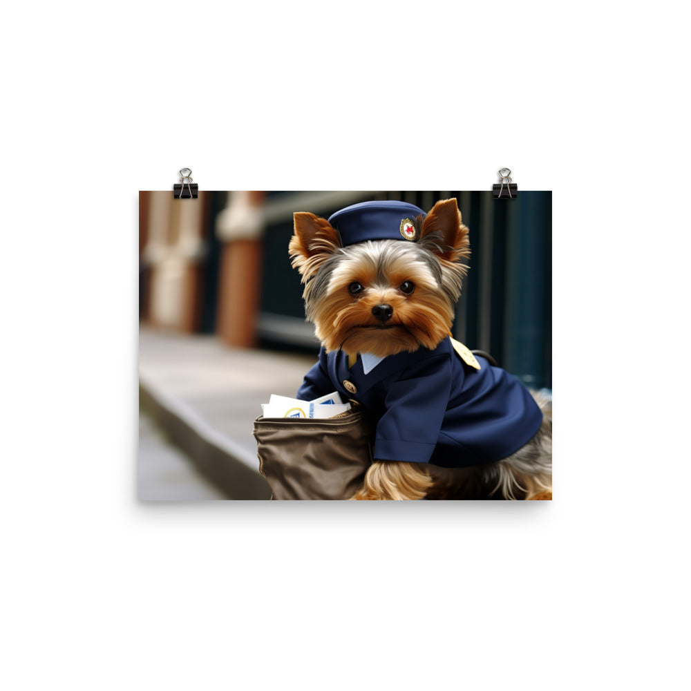 Yorkshire Terrier Mail Carrier Photo paper poster - PosterfyAI.com