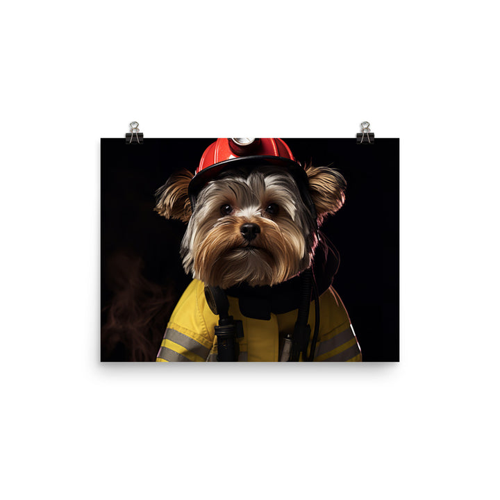 Yorkshire Terrier Firefighter Photo paper poster - PosterfyAI.com