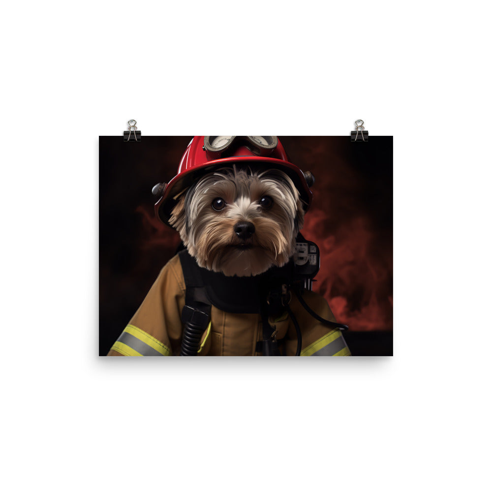 Yorkshire Terrier Firefighter Photo paper poster - PosterfyAI.com