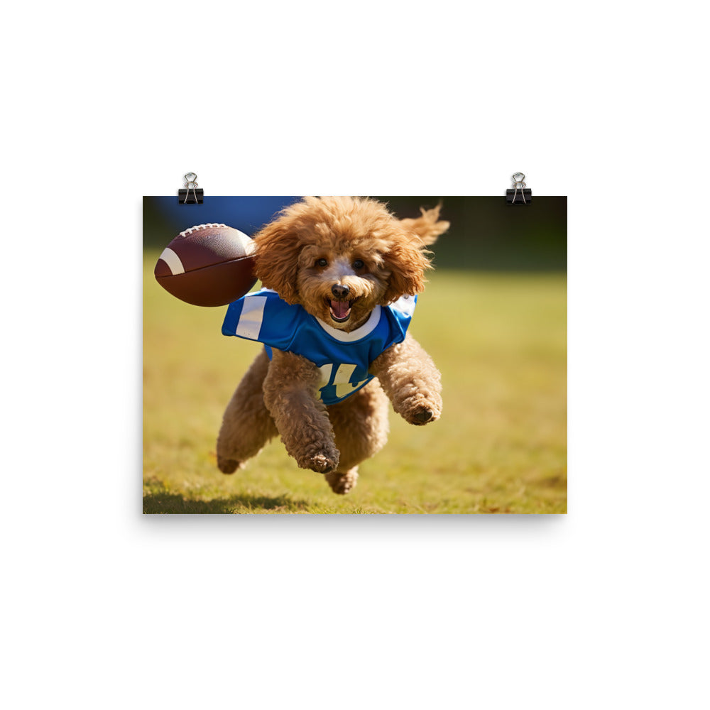 Poodle Football Player Photo paper poster - PosterfyAI.com