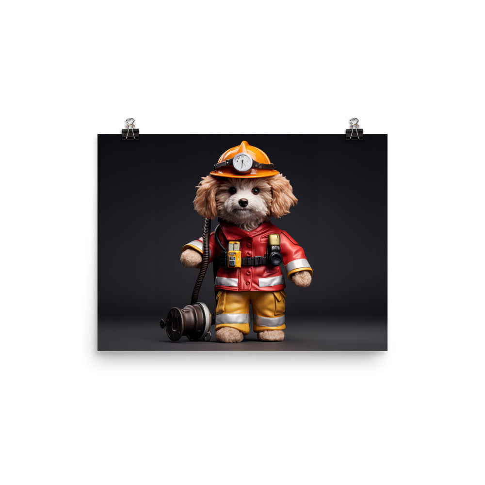 Poodle Firefighter Photo paper poster - PosterfyAI.com