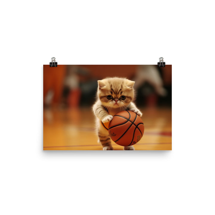 Exotic Shorthair BasketBall Player Photo paper poster - PosterfyAI.com