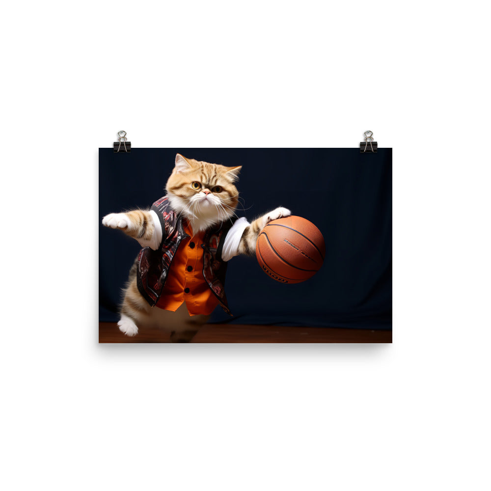 Exotic Shorthair BasketBall Player Photo paper poster - PosterfyAI.com