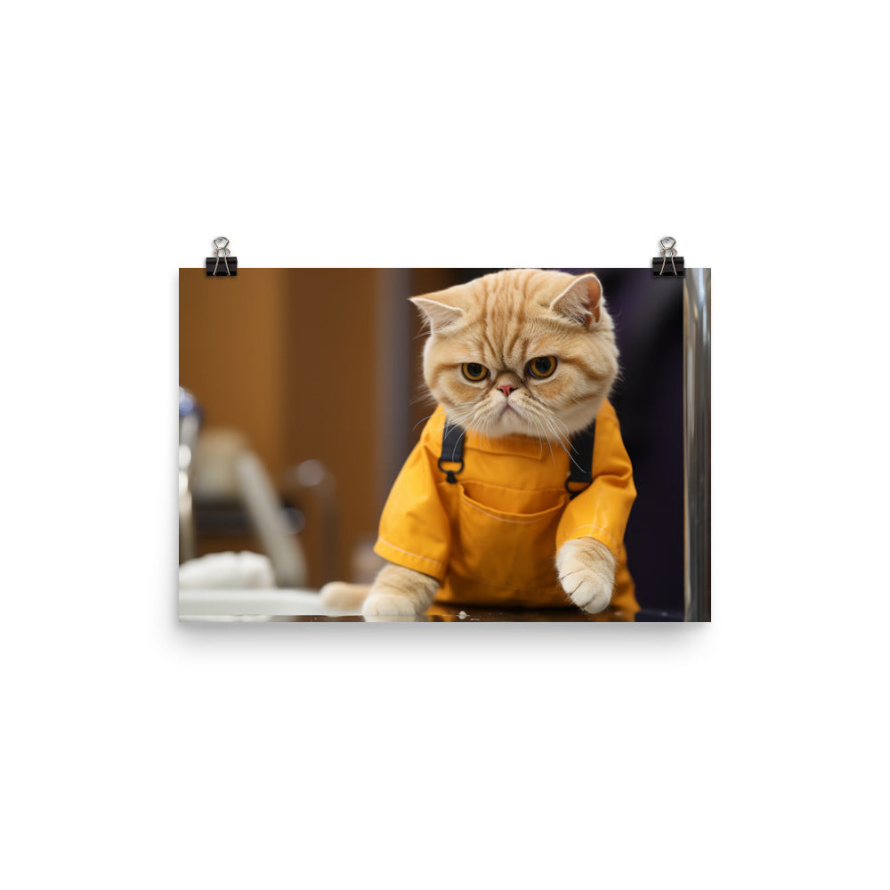 Exotic Shorthair Janitor Photo paper poster - PosterfyAI.com