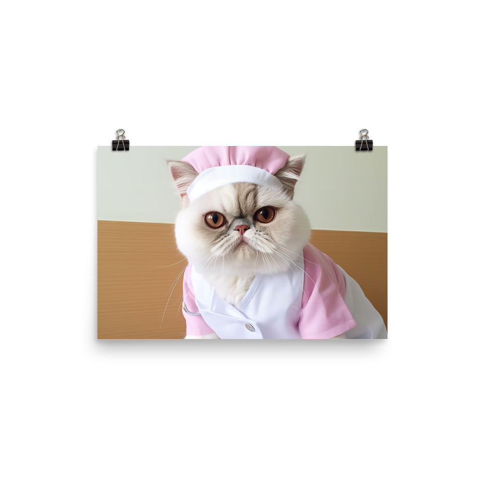 Exotic Shorthair Nurse Photo paper poster - PosterfyAI.com