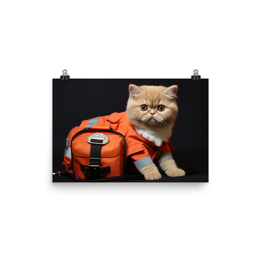 Exotic Shorthair Paramedic Photo paper poster - PosterfyAI.com