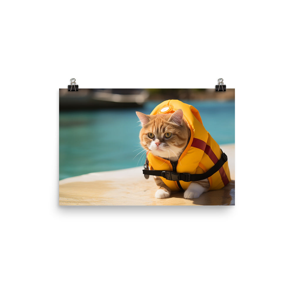 Exotic Shorthair Lifeguard Photo paper poster - PosterfyAI.com