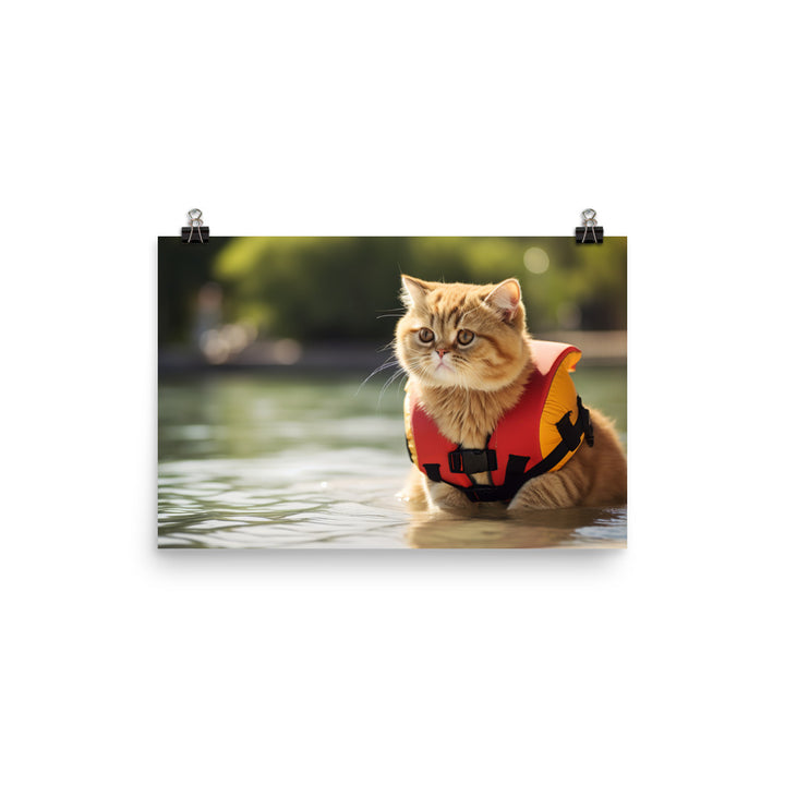 Exotic Shorthair Lifeguard Photo paper poster - PosterfyAI.com