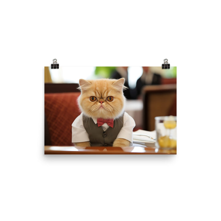 Exotic Shorthair Hotel Staff Photo paper poster - PosterfyAI.com